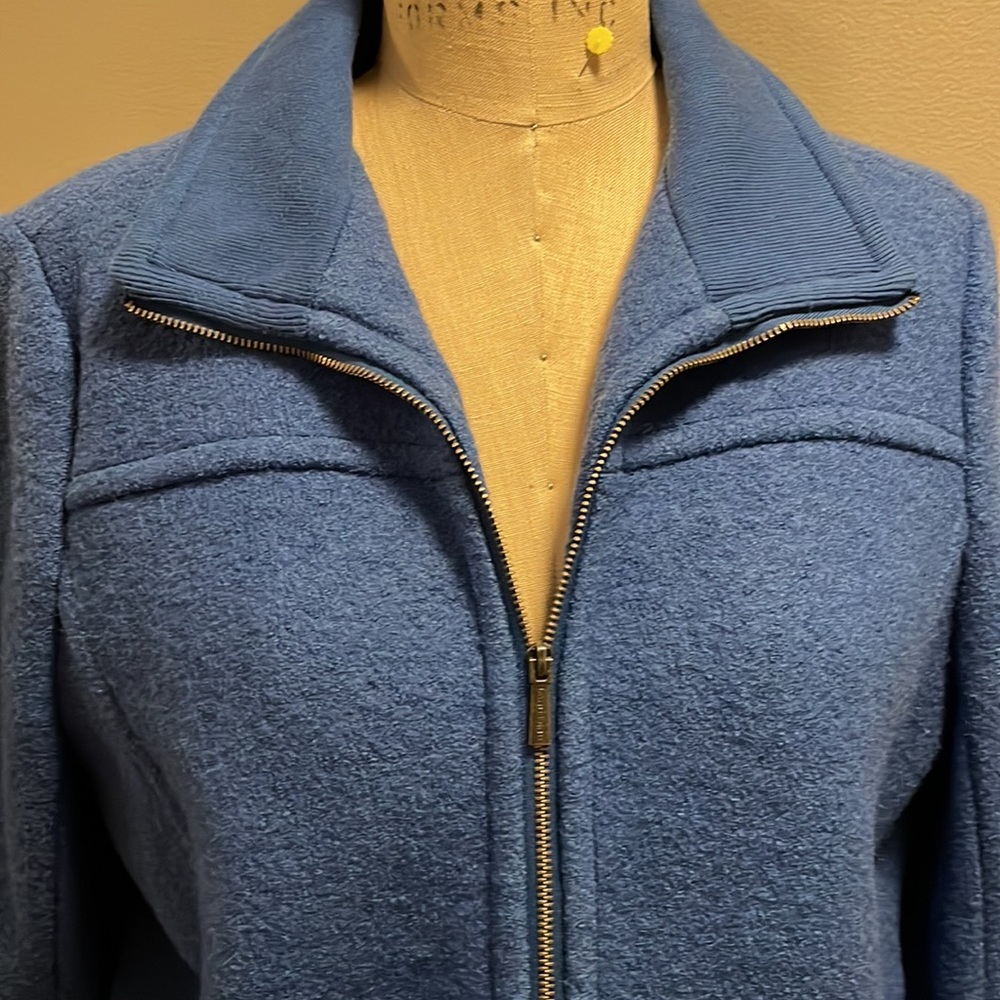 Lands End wool blend lined cornflower blue peat coat - Picture 1 of 7